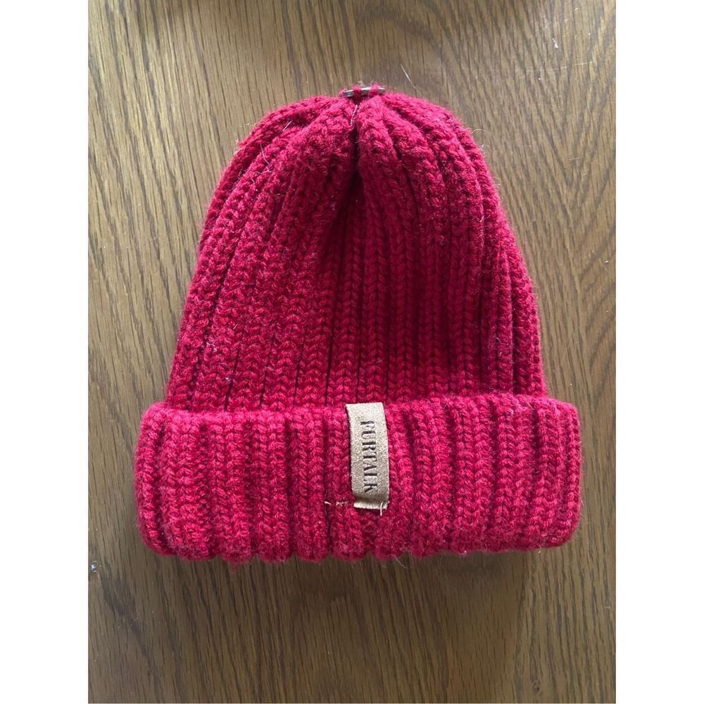 Furtalk red ribbed knit beanie hat
